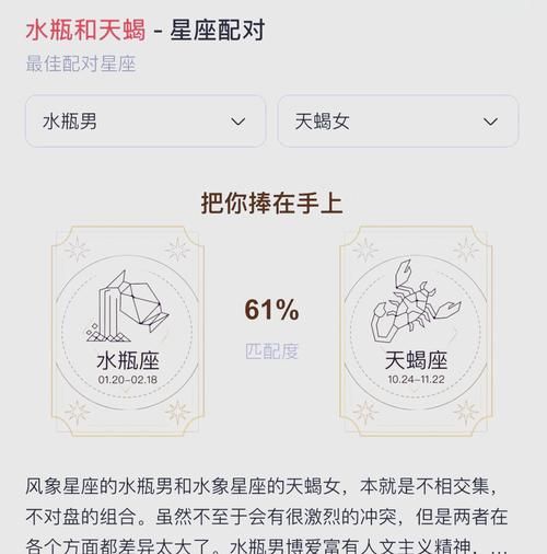 天蝎座和水瓶座配对指数_能长久吗